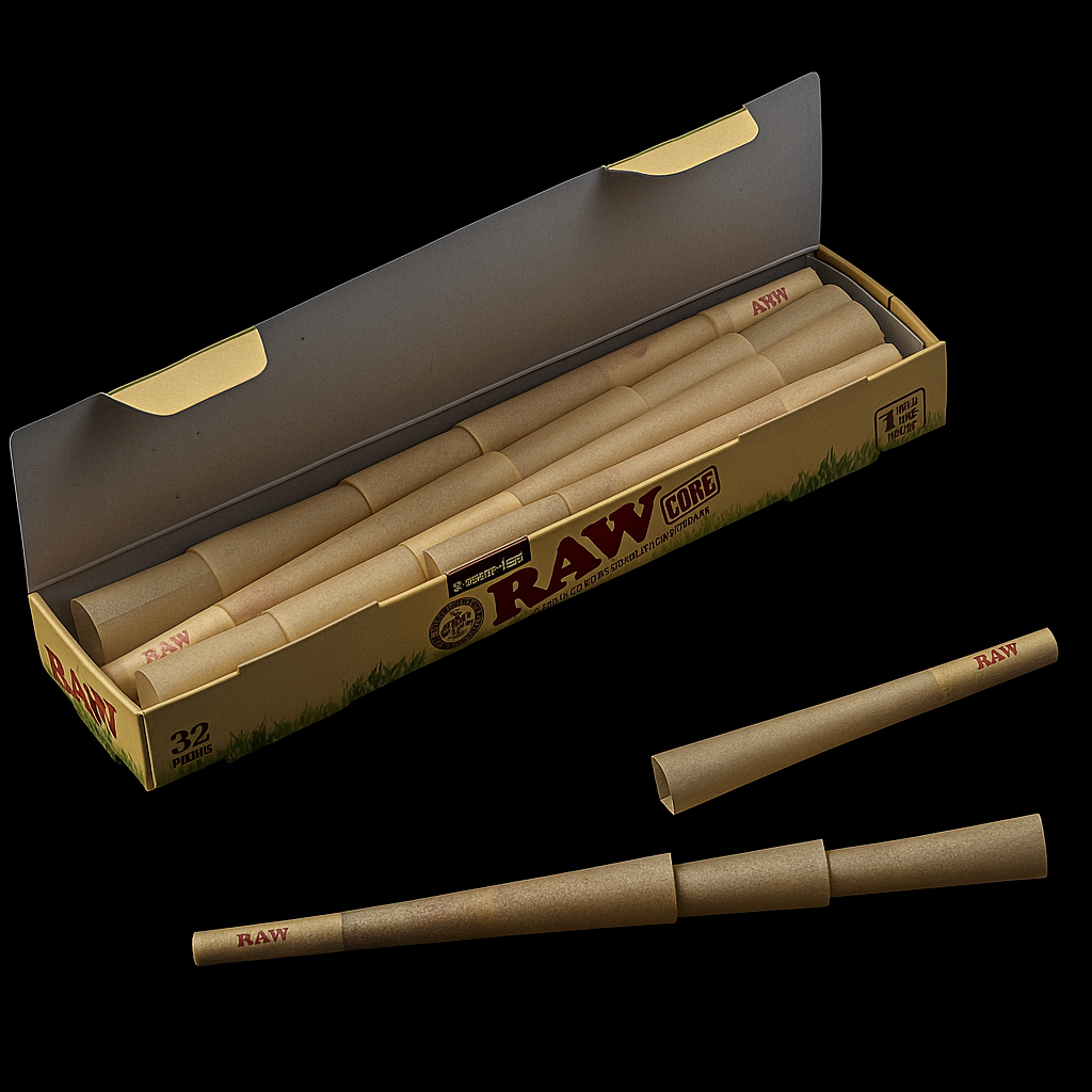 Raw | Cone | Natural Unrefined Hemp Rolling Papers | King Size | Organic Hemp | 32.ct Pack